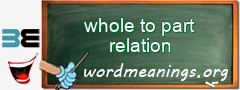 WordMeaning blackboard for whole to part relation